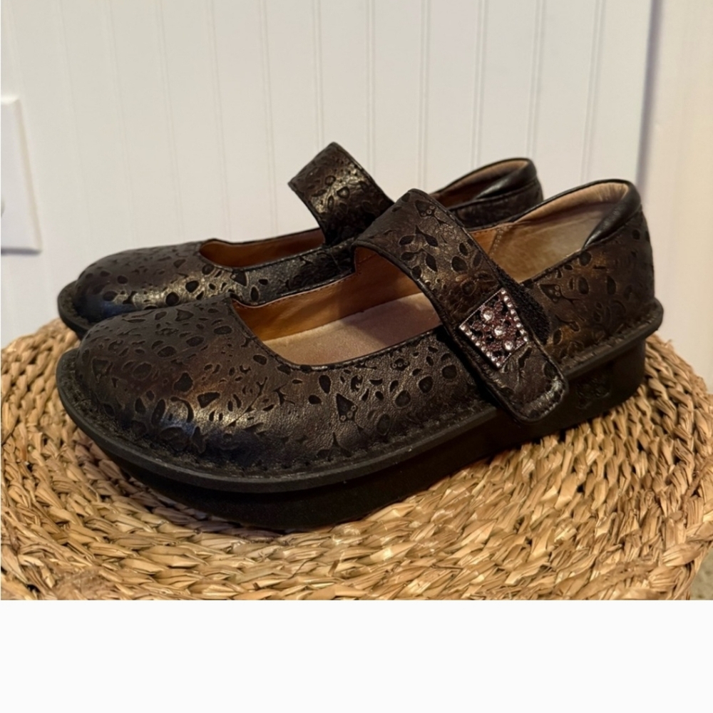 ALEGRIA PAL-845 Paloma Treasure Bronze Brown Leather Mary Jane Shoes - EU 36